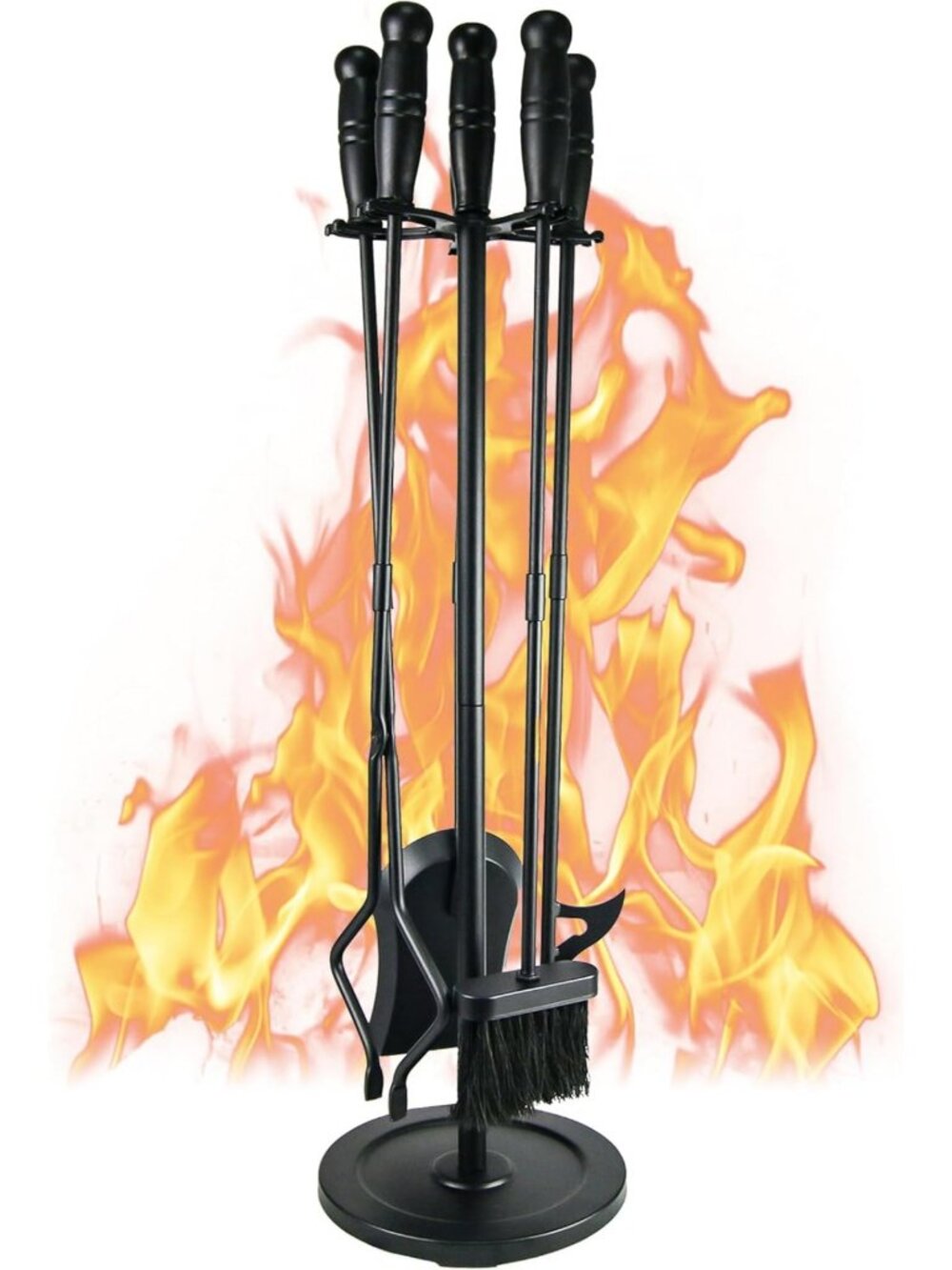 5-Piece Fireplace Tool Set - Durable Indoor & Outdoor Accessories with Poker
